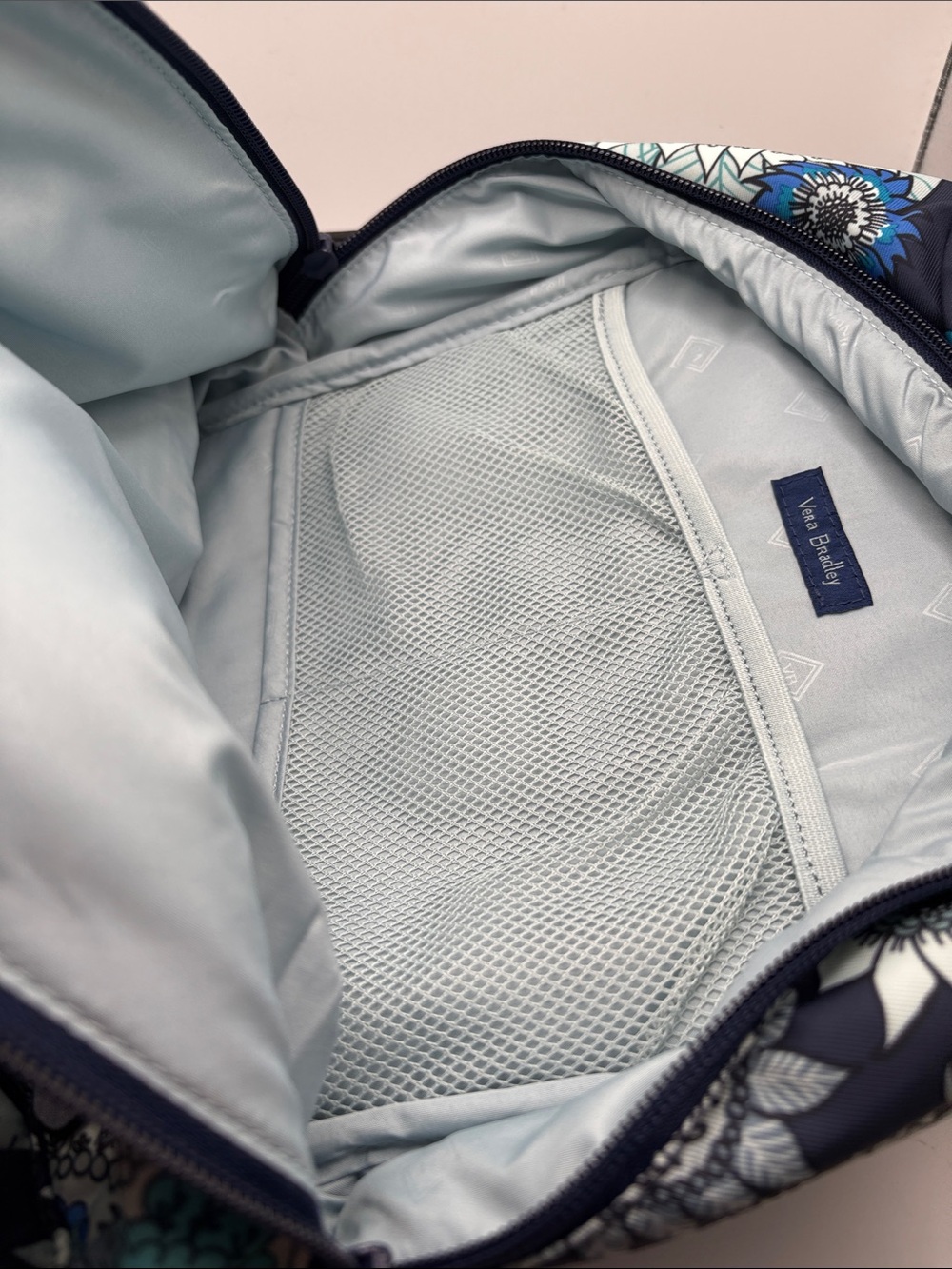 Vera Bradley Midtown Convertable Navy Teal Floral Paisley Backpack - Picture 4 of 5